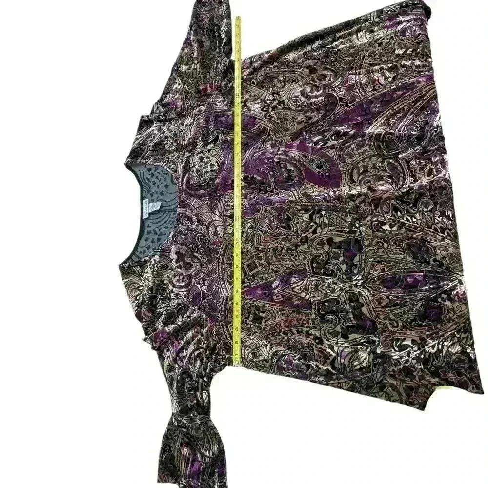 Catherines Shirt Womens 3X Velvet Tasseled Top Taupe And Purple Stunning Shirt - Picture 3 of 8